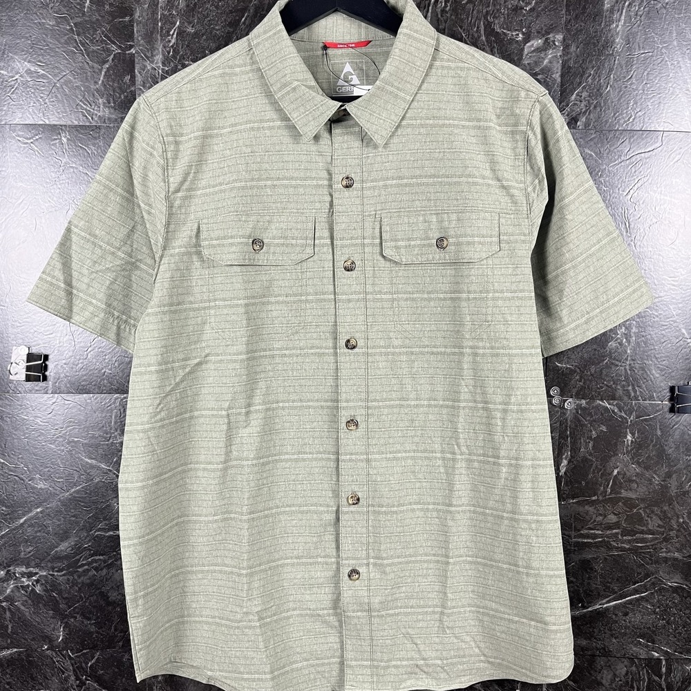 Gerry Men's Green Button Polo Shirt Large -New